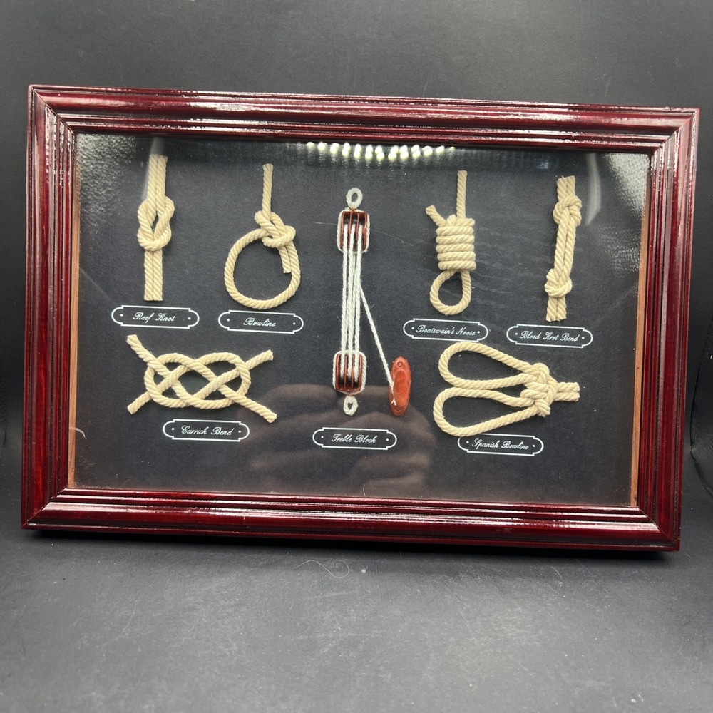 Vintage Nautical Sailor Knots Board Wooden Shadow Box Maritime Wall Decor